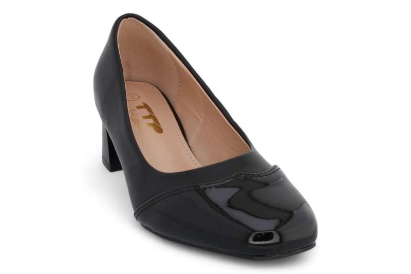 TTP Women PU Rectangular Flare Block Heel with Wingtip JSF101