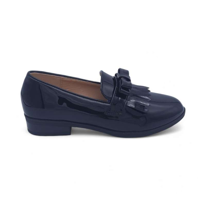 TTP Women's Patent Slip On Loafer with Fashion Vamp Decor JSF77