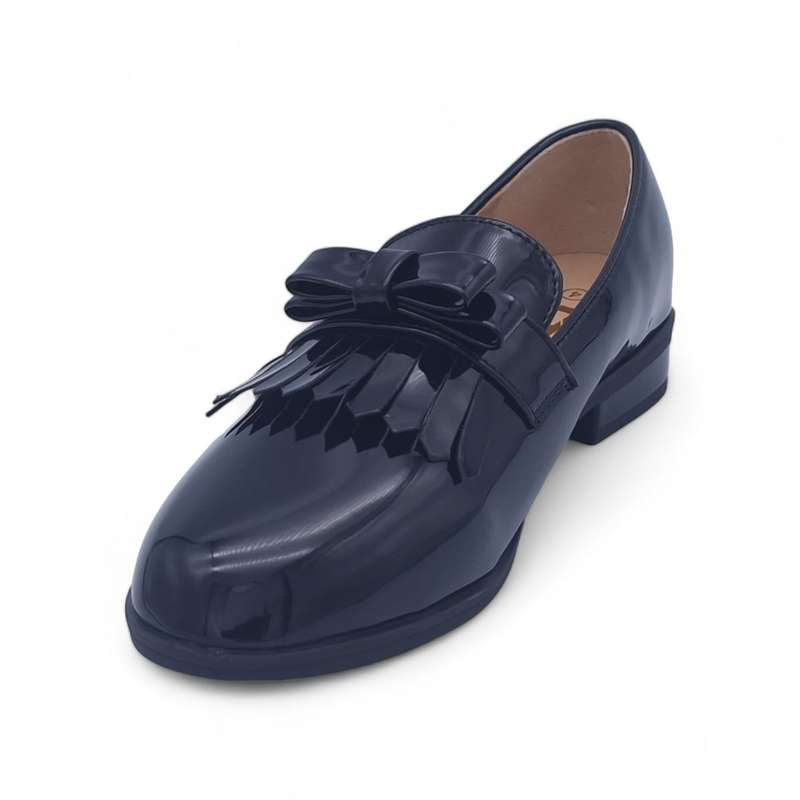 TTP Women's Patent Slip On Loafer with Fashion Vamp Decor JSF77