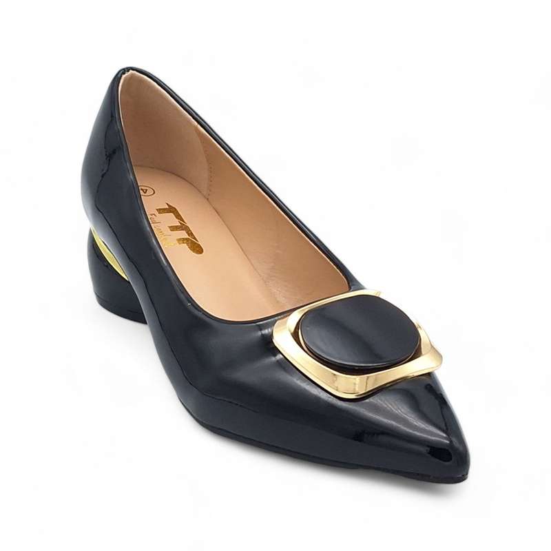 TTP Women Black Patent PU Court Heel JSF87