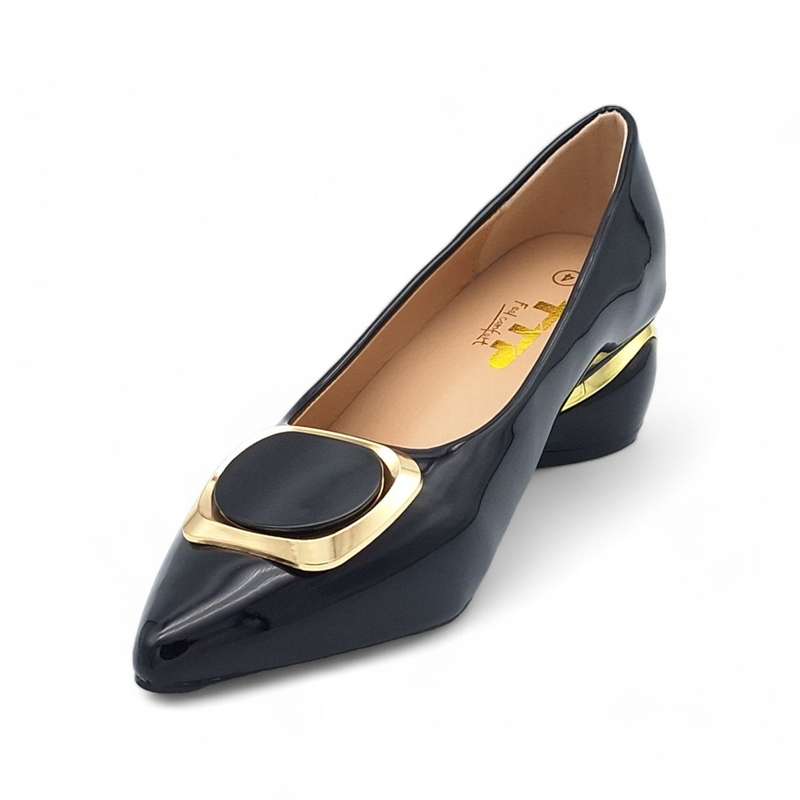 TTP Women Black Patent PU Court Heel JSF87