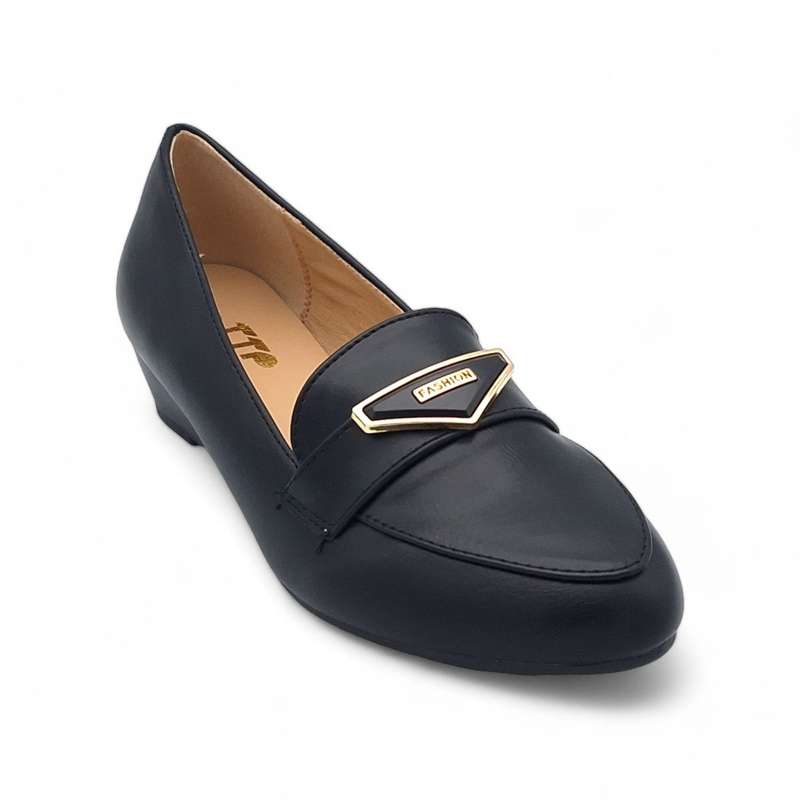 TTP Women PU Low Wedge Heels with Vamp Decor JSF91