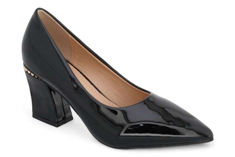 TTP Women Patent PU Rectangular Flare Block Heel Courts JSF98