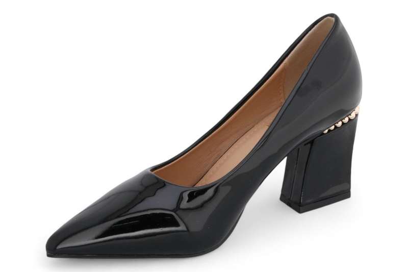 TTP Women Patent PU Rectangular Flare Block Heel Courts JSF98