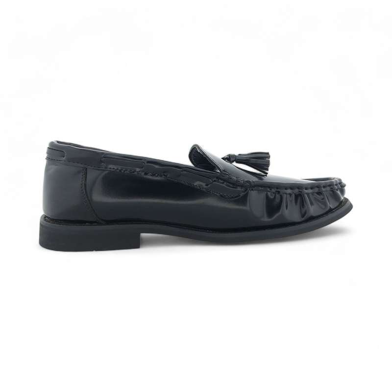 TTP - Men's Black Round Toe Patent Moccasin with Tassel- JXM7720-1
