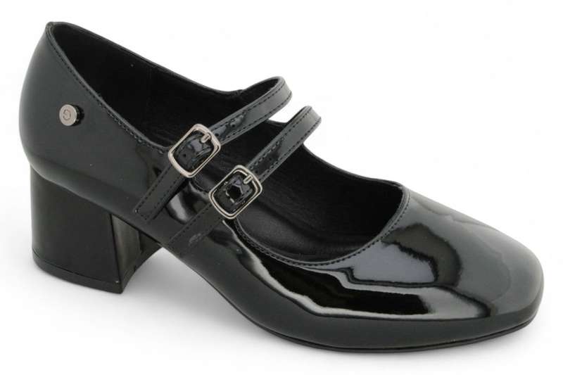 ALXIR Women Black Patent PU Block Heel PSL4422