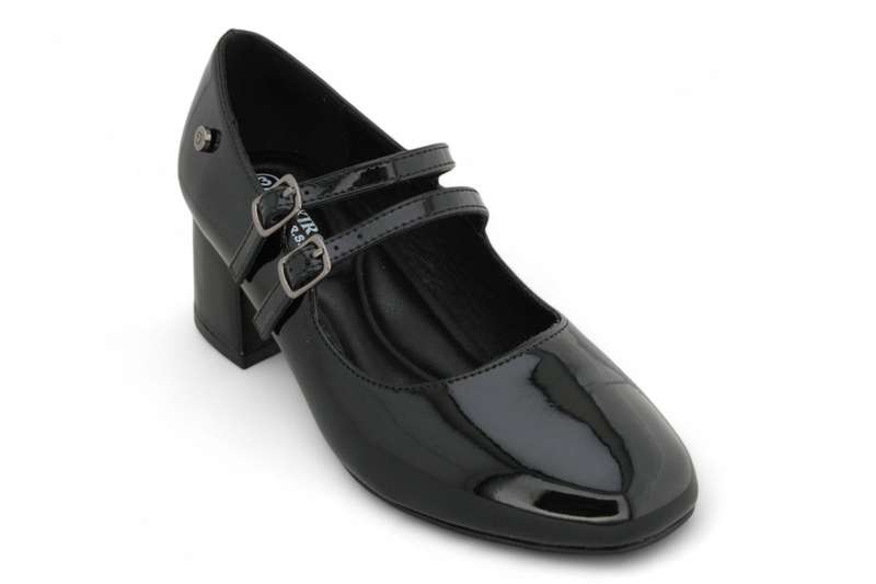 ALXIR Women Black Patent PU Block Heel PSL4422