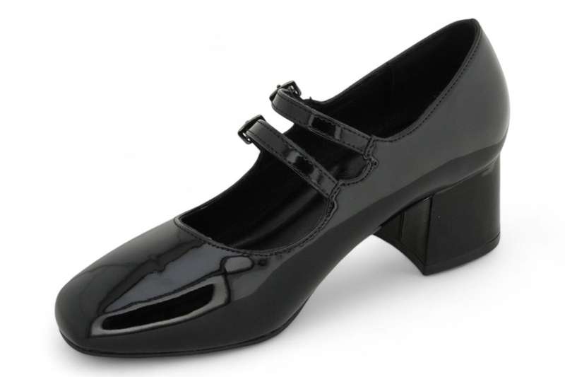 ALXIR Women Black Patent PU Block Heel PSL4422