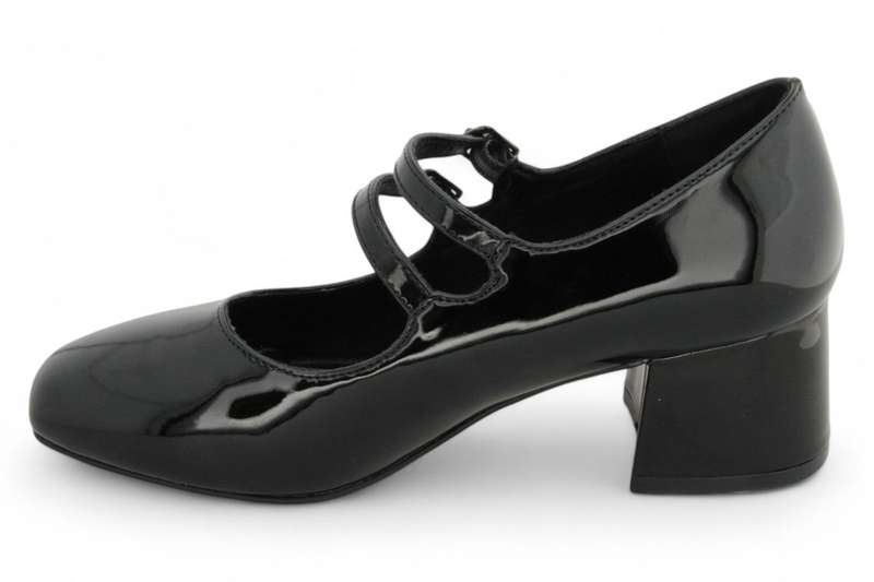 ALXIR Women Black Patent PU Block Heel PSL4422