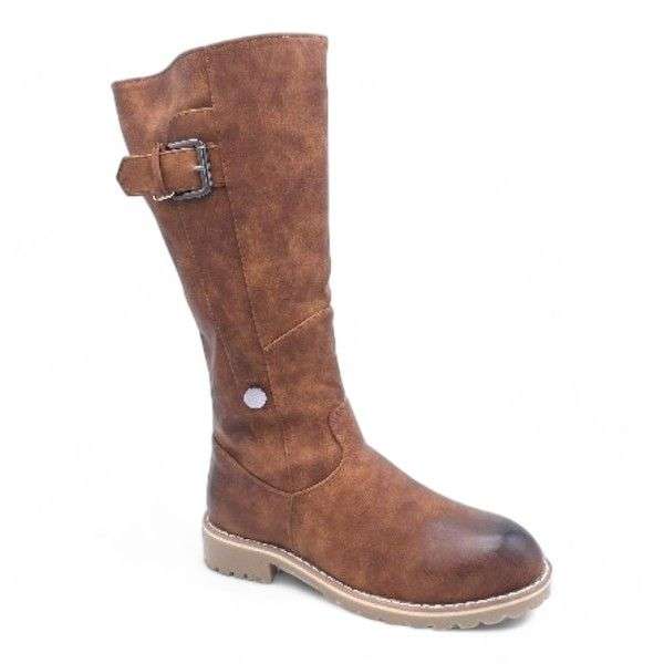 Women Fashion Mid Calf Boots with Side Zipper XB240312