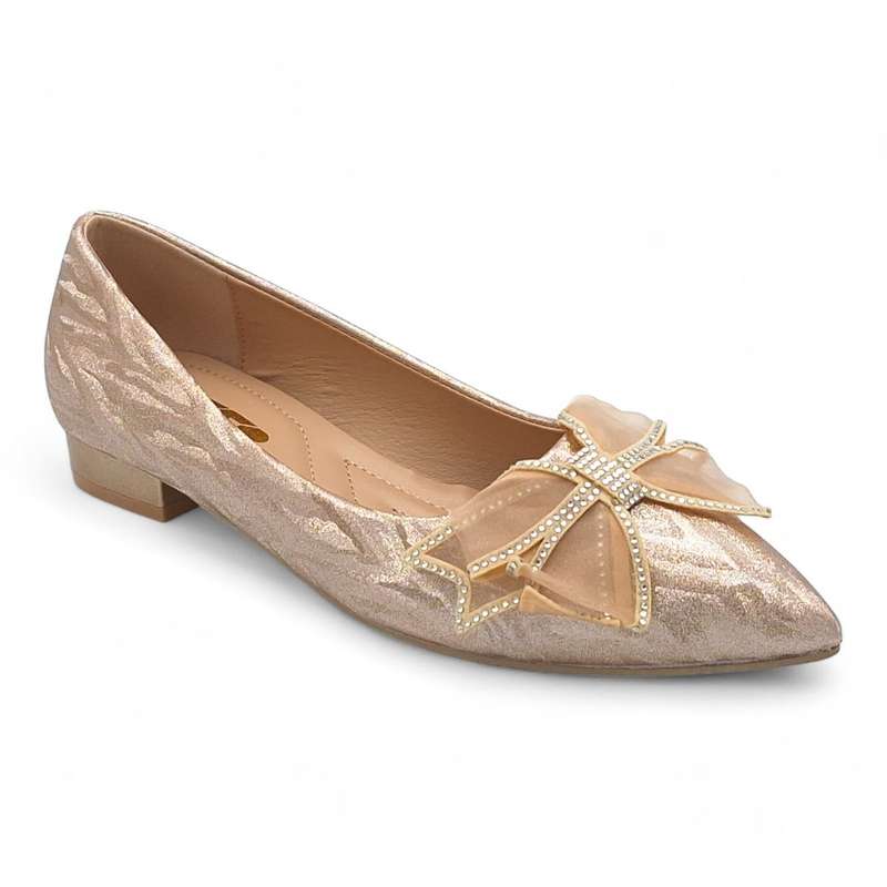 TTP Women Pointed Toe Flats With Bow Decor JSF82