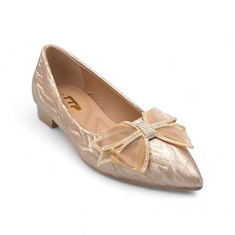 TTP Women Pointed Toe Flats With Bow Decor JSF82