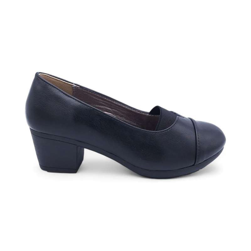 TTP - Women's Classic Block Heel Courts with Elasticated Vamp Edge - HT3802