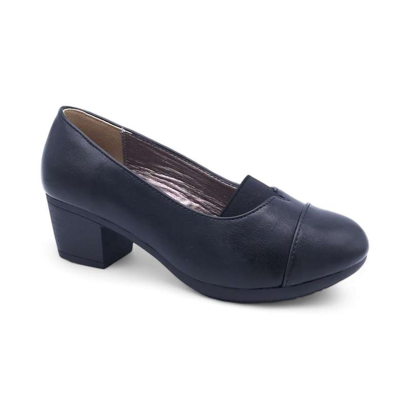TTP - Women's Classic Block Heel Courts with Elasticated Vamp Edge - HT3802