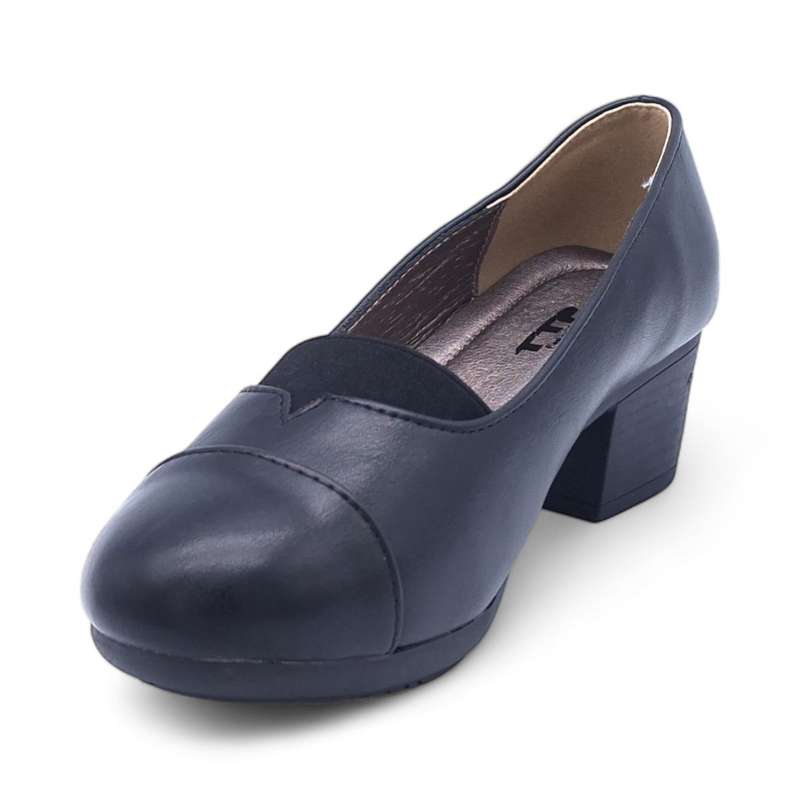TTP - Women's Classic Block Heel Courts with Elasticated Vamp Edge - HT3802