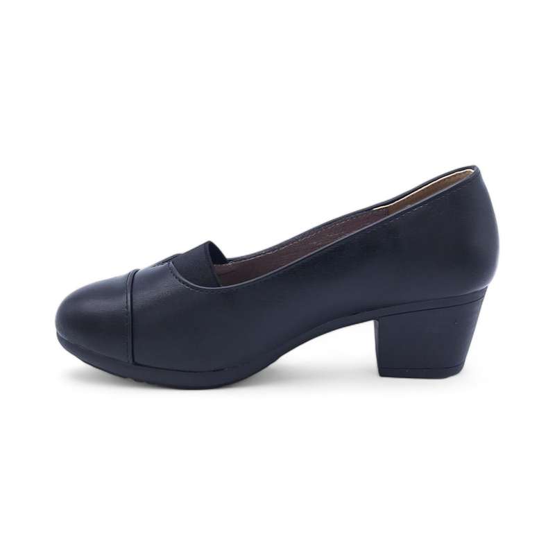 TTP - Women's Classic Block Heel Courts with Elasticated Vamp Edge - HT3802