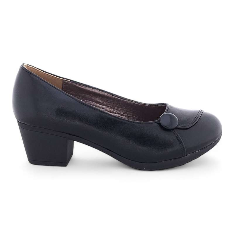TTP Women's Classic Block Heel Courts with Vamp Wrap Closure Detail HT3806