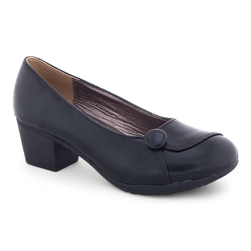 TTP Women's Classic Block Heel Courts with Vamp Wrap Closure Detail HT3806