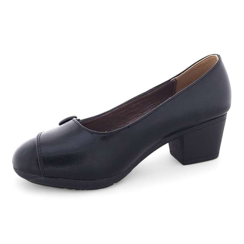 TTP Women's Classic Block Heel Courts with Vamp Wrap Closure Detail HT3806