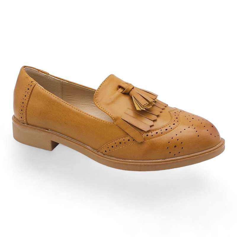 TTP Women's Round Toe Semi Brogue with Fashion Vamp Decor JSF72