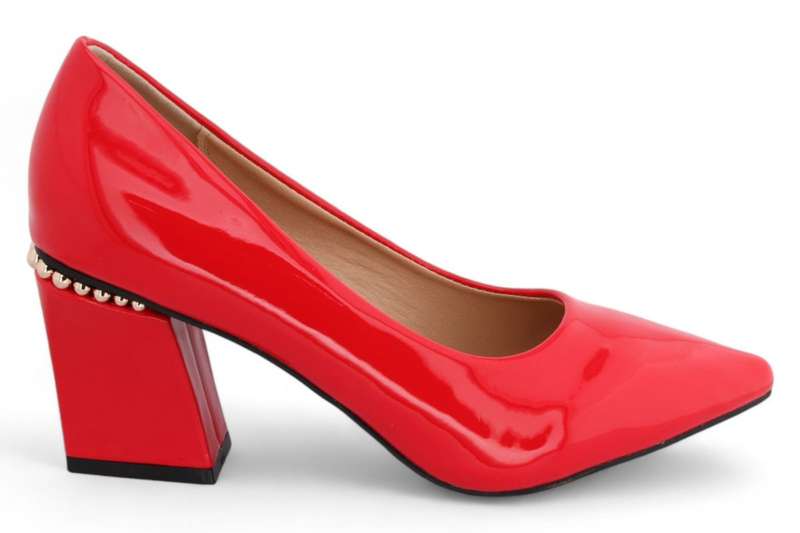TTP Women Patent PU Rectangular Flare Block Heel Courts JSF98