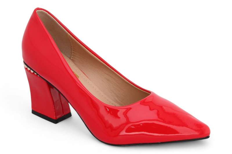 TTP Women Patent PU Rectangular Flare Block Heel Courts JSF98