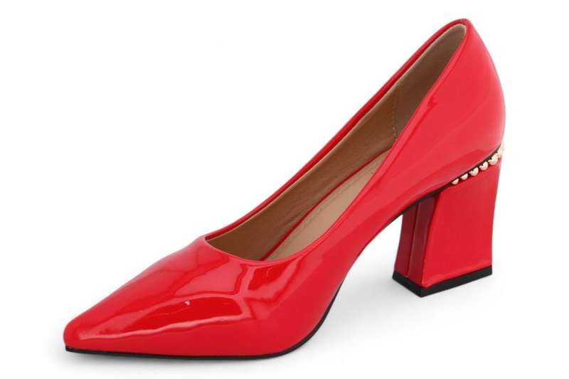 TTP Women Patent PU Rectangular Flare Block Heel Courts JSF98