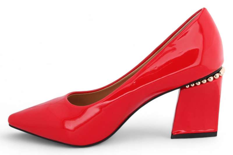 TTP Women Patent PU Rectangular Flare Block Heel Courts JSF98