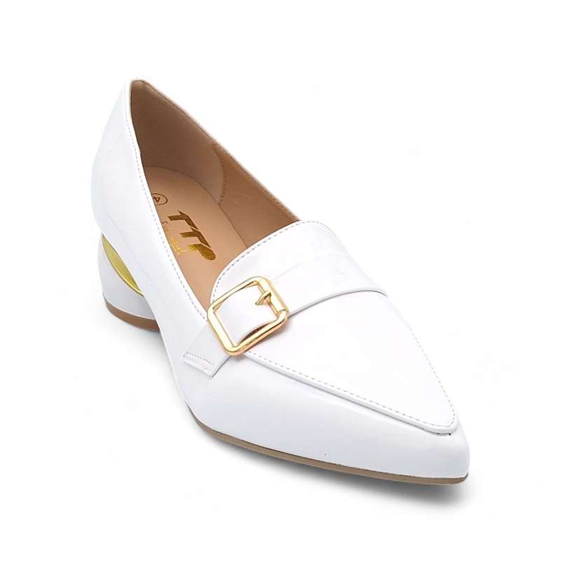 TTP Women Round Heel Point Toe Courts with Buckle Decor on Vamp JSF86