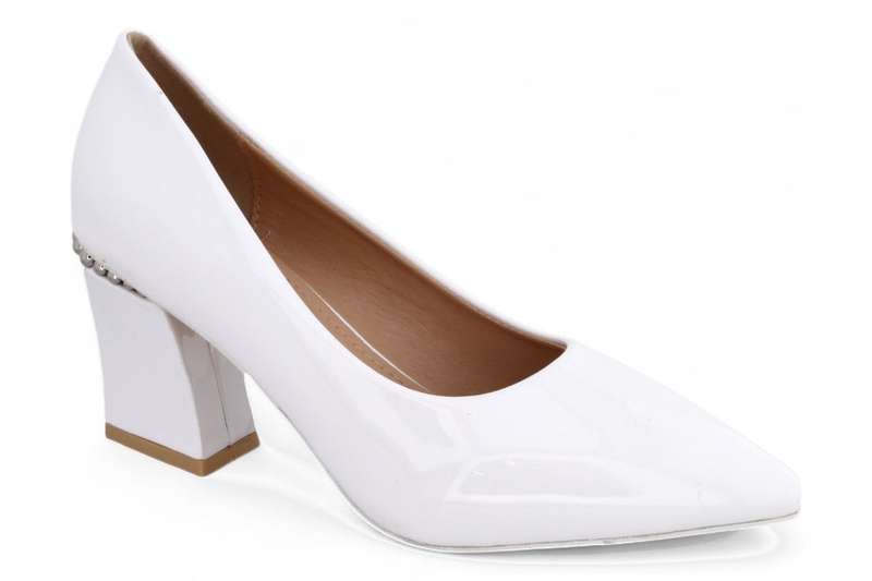 TTP Women Patent PU Rectangular Flare Block Heel Courts JSF98