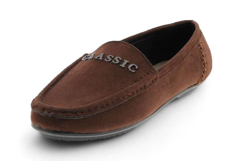 TTP Men's Suede Moccasin with Metal Classic Decor on Vamp