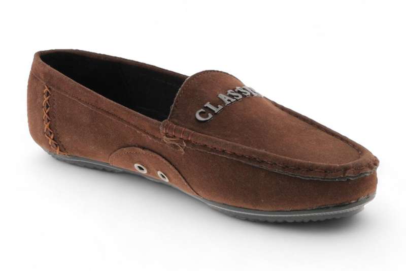 TTP Men's Suede Moccasin with Metal Classic Decor on Vamp