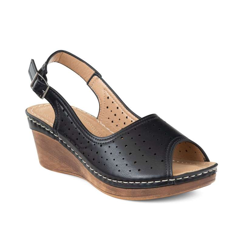 TTP Ladies Wedge Heel Sandals with Cut Out Pattern