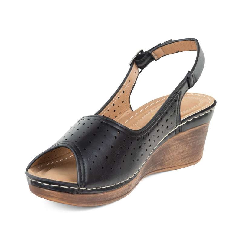 TTP Ladies Wedge Heel Sandals with Cut Out Pattern
