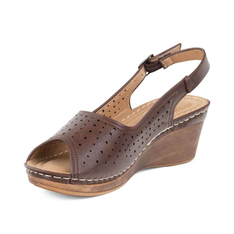 TTP Ladies Wedge Heel Sandals with Cut Out Pattern