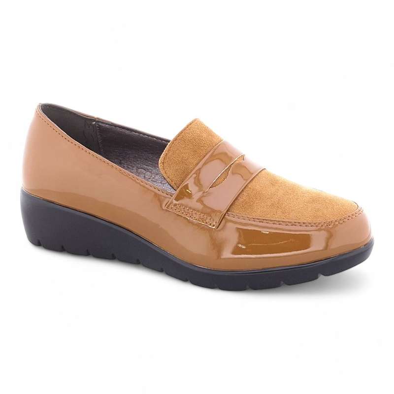 TTP Women Black Wedge Round Toe Slip On Loafers XB3705