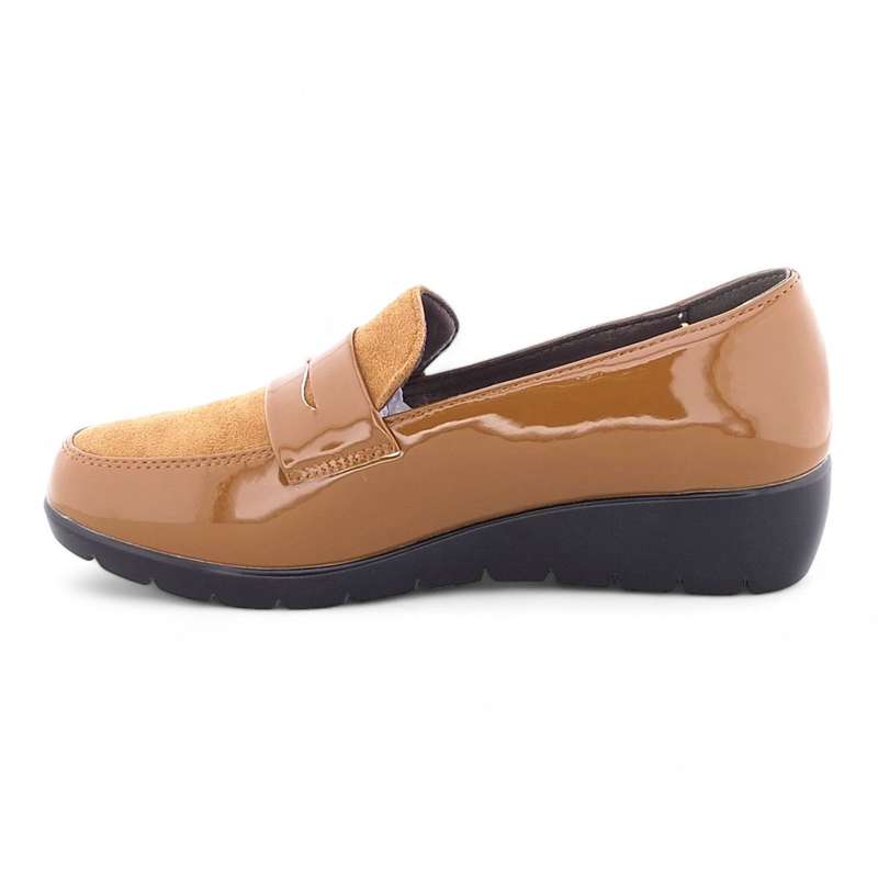 TTP Women Black Wedge Round Toe Slip On Loafers XB3705