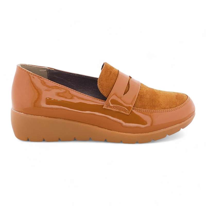 TTP Women Black Wedge Round Toe Slip On Loafers XB3705