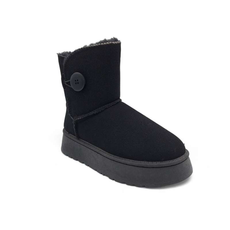 TTP Women's Platform Fur Lined Ankle Boots with Single Button XBK2