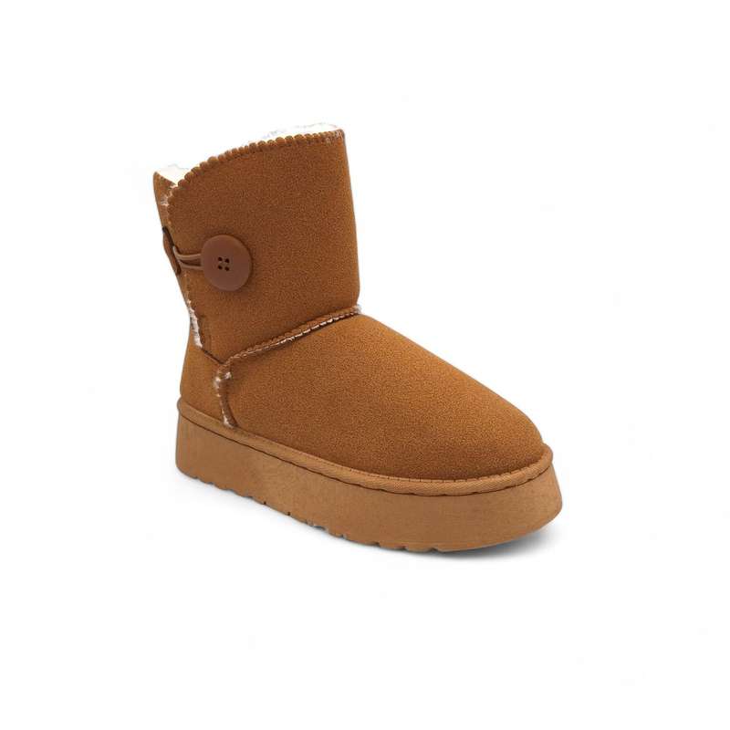 TTP Women's Platform Fur Lined Ankle Boots with Single Button XBK2