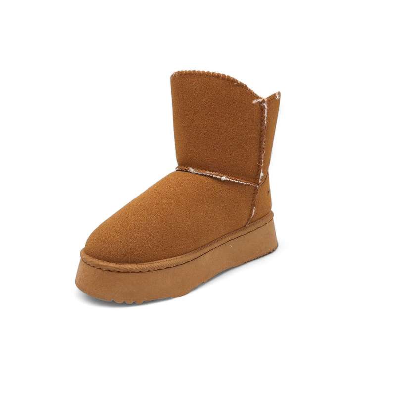 TTP Women's Platform Fur Lined Ankle Boots with Single Button XBK2
