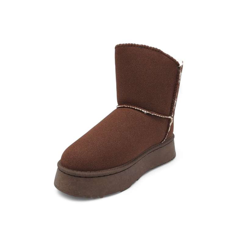 TTP Women's Platform Fur Lined Ankle Boots with Single Button XBK2