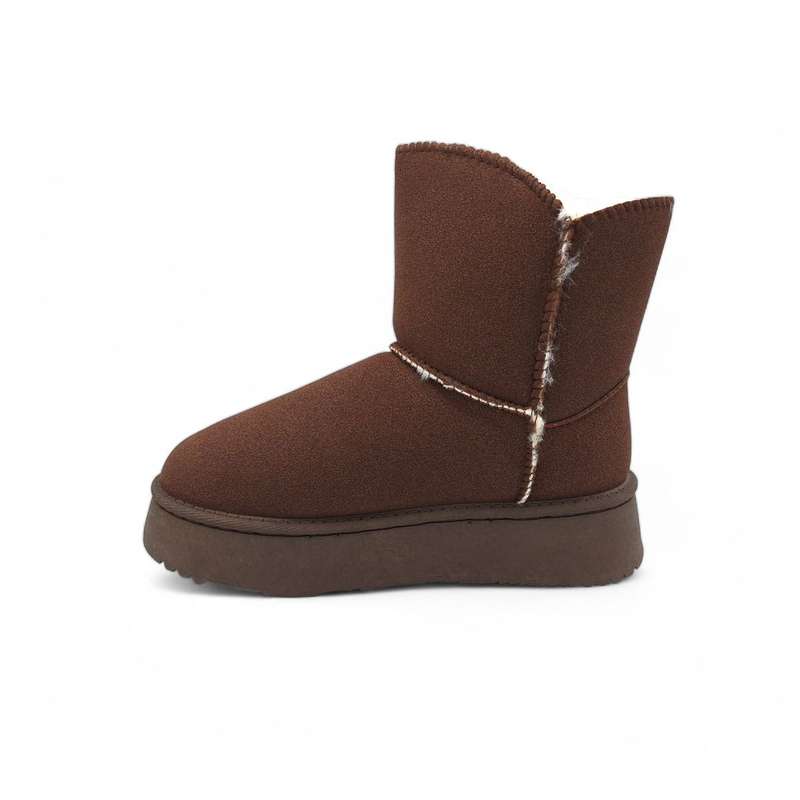 TTP Women's Platform Fur Lined Ankle Boots with Single Button XBK2