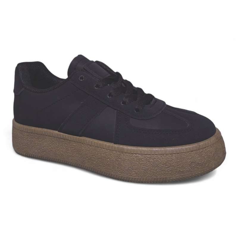Women's Trendy Lace-Up Sneaker with PVC Platform Sole - YP0407