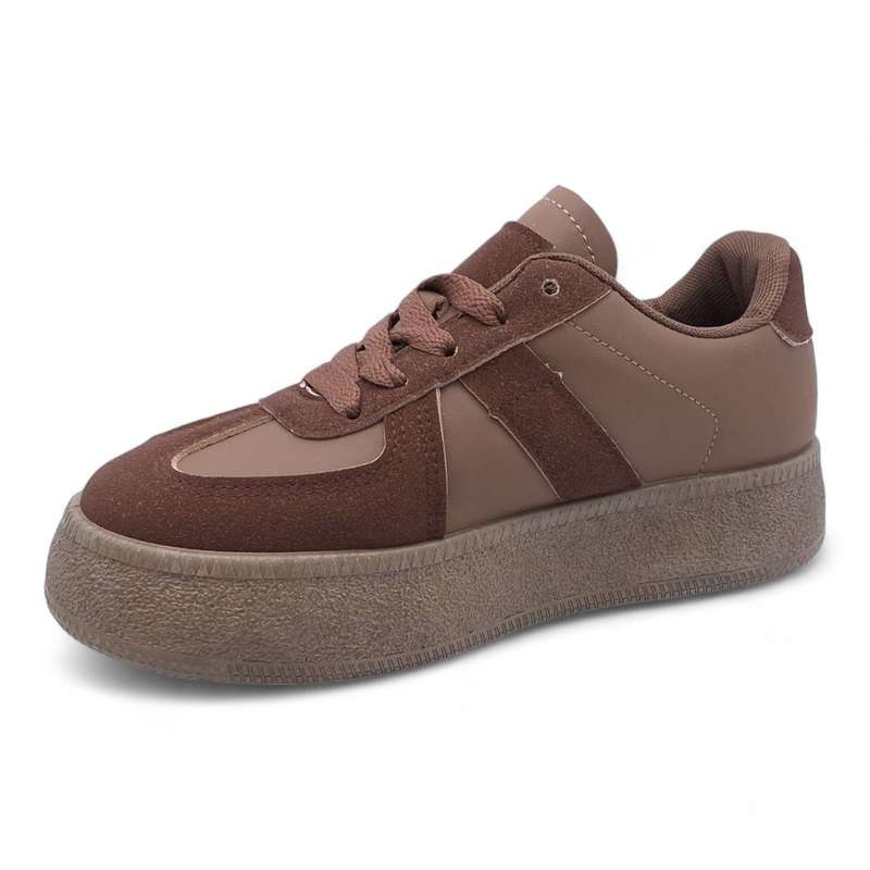 Women's Trendy Lace-Up Sneaker with PVC Platform Sole - YP0407