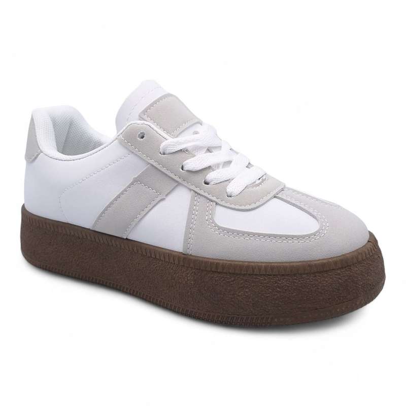 Women's Trendy Lace-Up Sneaker with PVC Platform Sole - YP0407