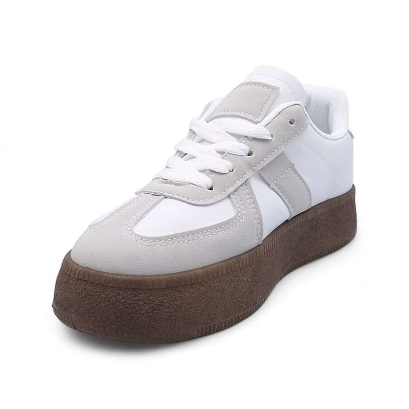 Women's Trendy Lace-Up Sneaker with PVC Platform Sole - YP0407