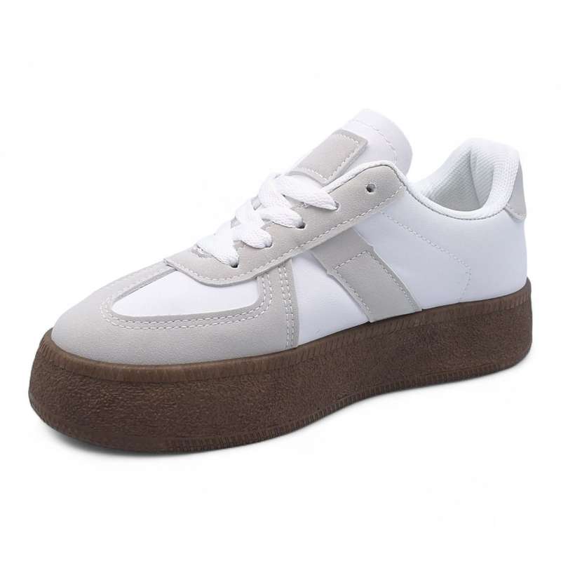 Women's Trendy Lace-Up Sneaker with PVC Platform Sole - YP0407