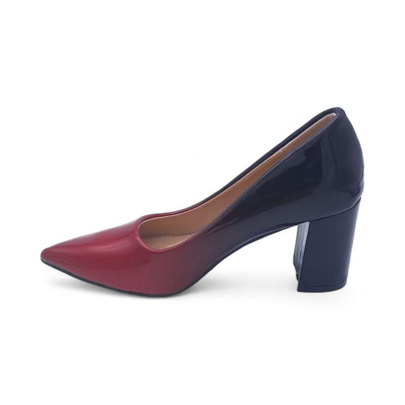 TTP Sleek Patent Block Heel Gradient Colour Point Toe Heels JSF70-3