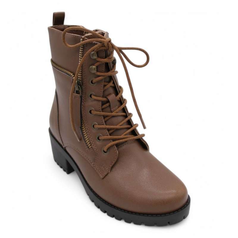 ALXIR Women Block Heel Ankle Boots with Lace and Side Zipper PSL4188